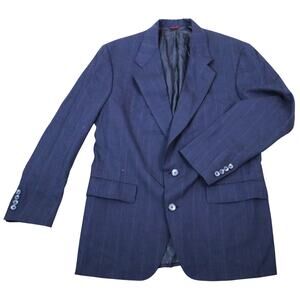 Hart Schaffner Marx Blazer 40 R 100% Wool Dillards Navy Blue Mens Pin Striped